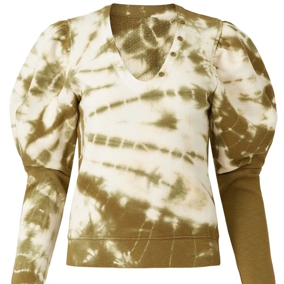NWT Ulla Johnson - Jude Pullover Olive tie dye sweatshirt Size XL - Picture 1 of 2
